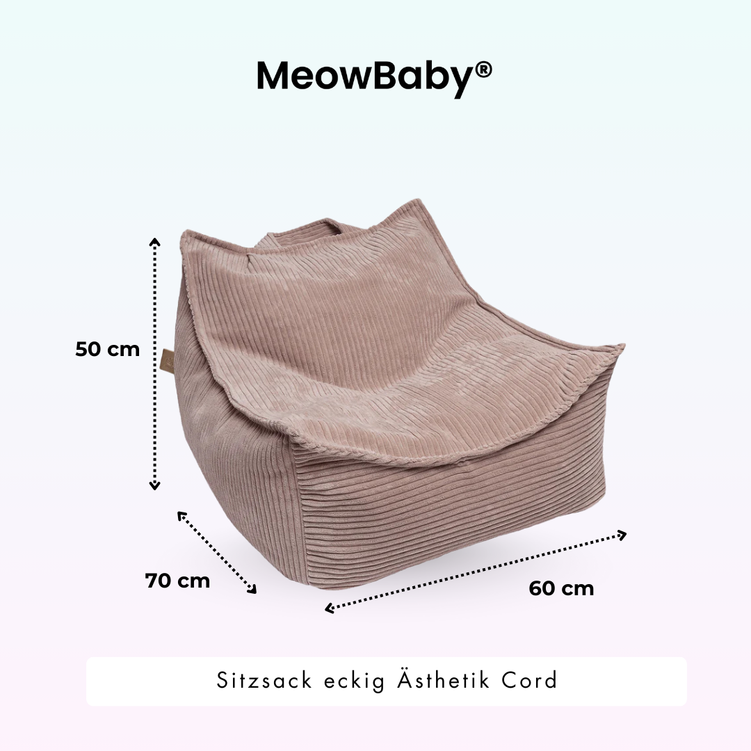 MeowBaby Beanbag Aesthetic Corduroy Square - ecru/beige