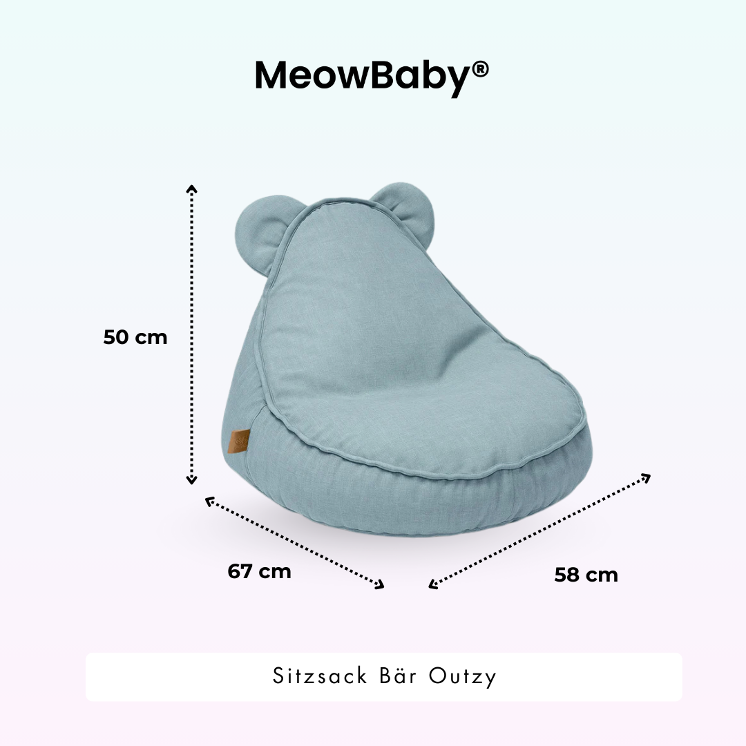 MeowBaby Outdoor Kinder-Sitzsack Outzy Bär - Cloudberry Sky Blue