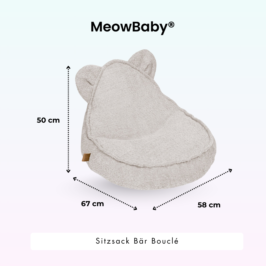MeowBaby Bouclé Bear Bean Bag - cream/white