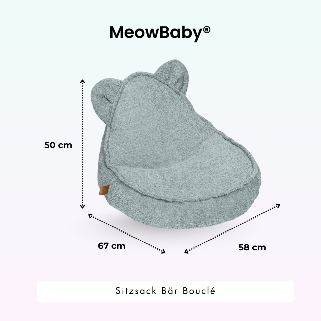 MeowBaby Bouclé Bear Bean Bag - cream/white