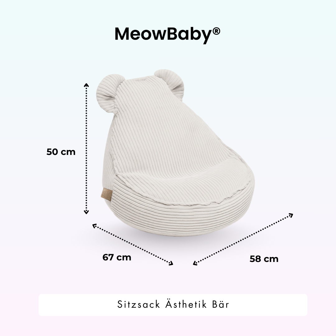 MeowBaby Beanbag Aesthetic Cord Bear - ecru/beige