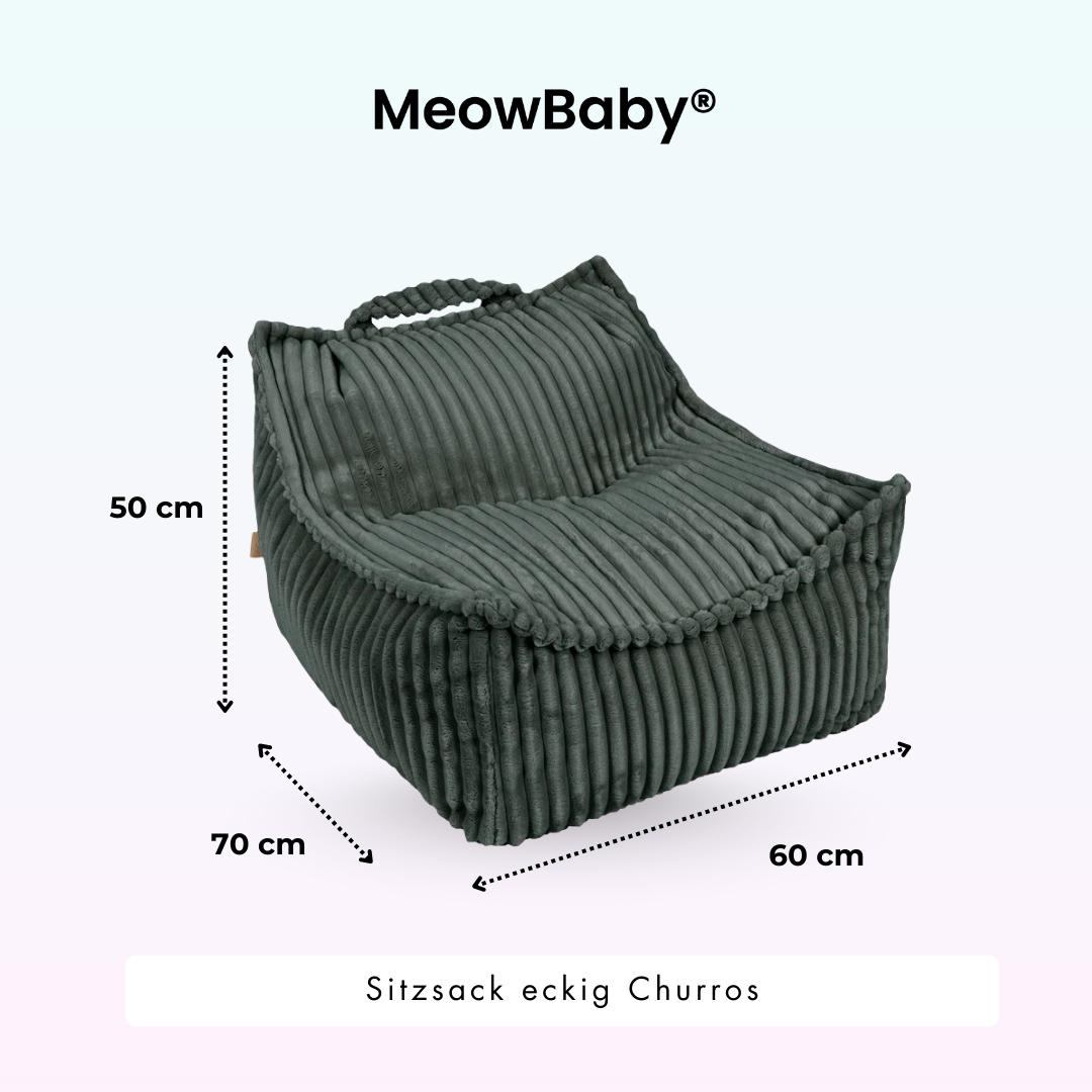 MeowBaby Children's Beanbag Churros Square - Cutton Beige
