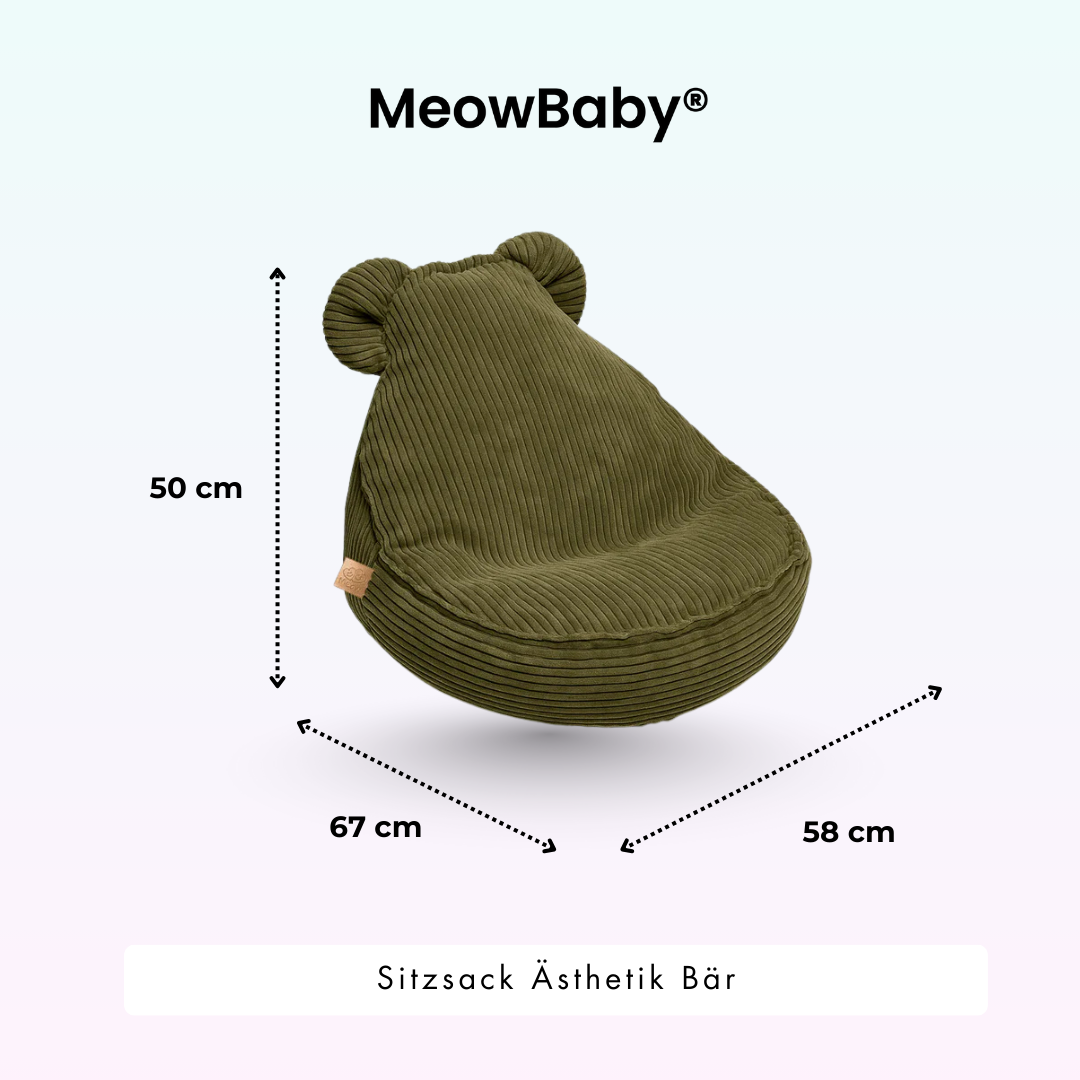MeowBaby Beanbag Aesthetic Cord Bear - ecru/beige