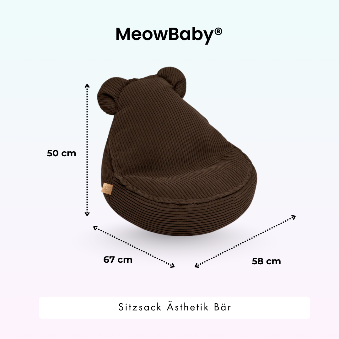MeowBaby Beanbag Aesthetic Cord Bear - ecru/beige