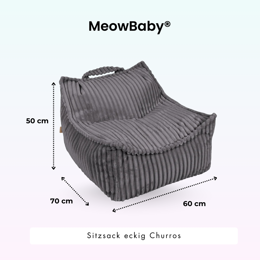 MeowBaby Children's Beanbag Churros Square - Cutton Beige