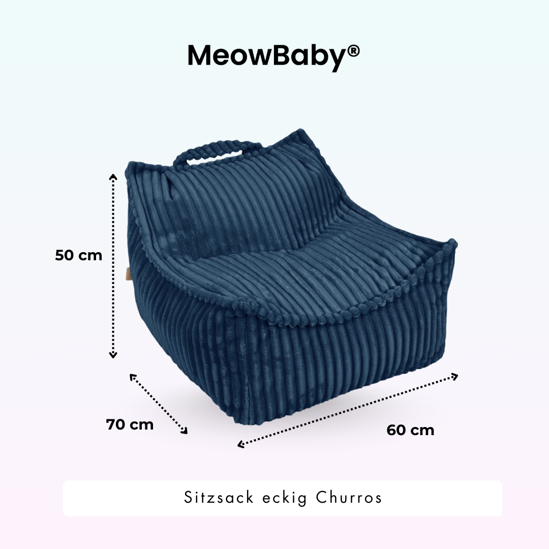 MeowBaby Children's Beanbag Churros Square - Cutton Beige