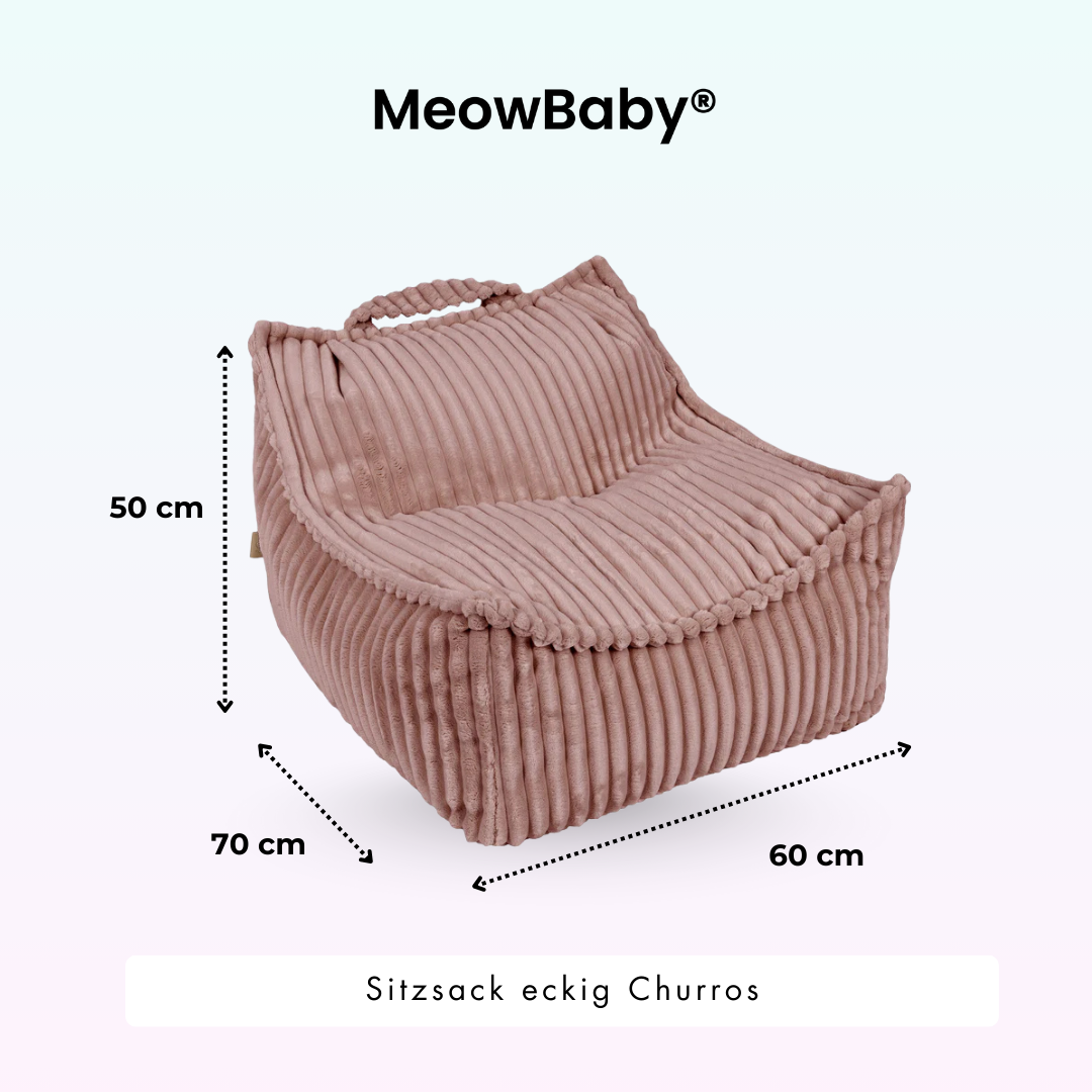 MeowBaby Children's Beanbag Churros Square - Cutton Beige