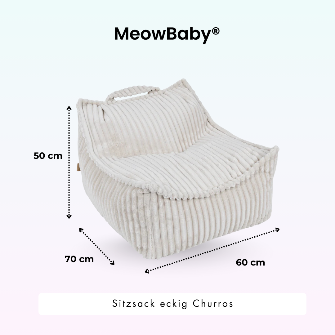 MeowBaby Children's Beanbag Churros Square - Cutton Beige