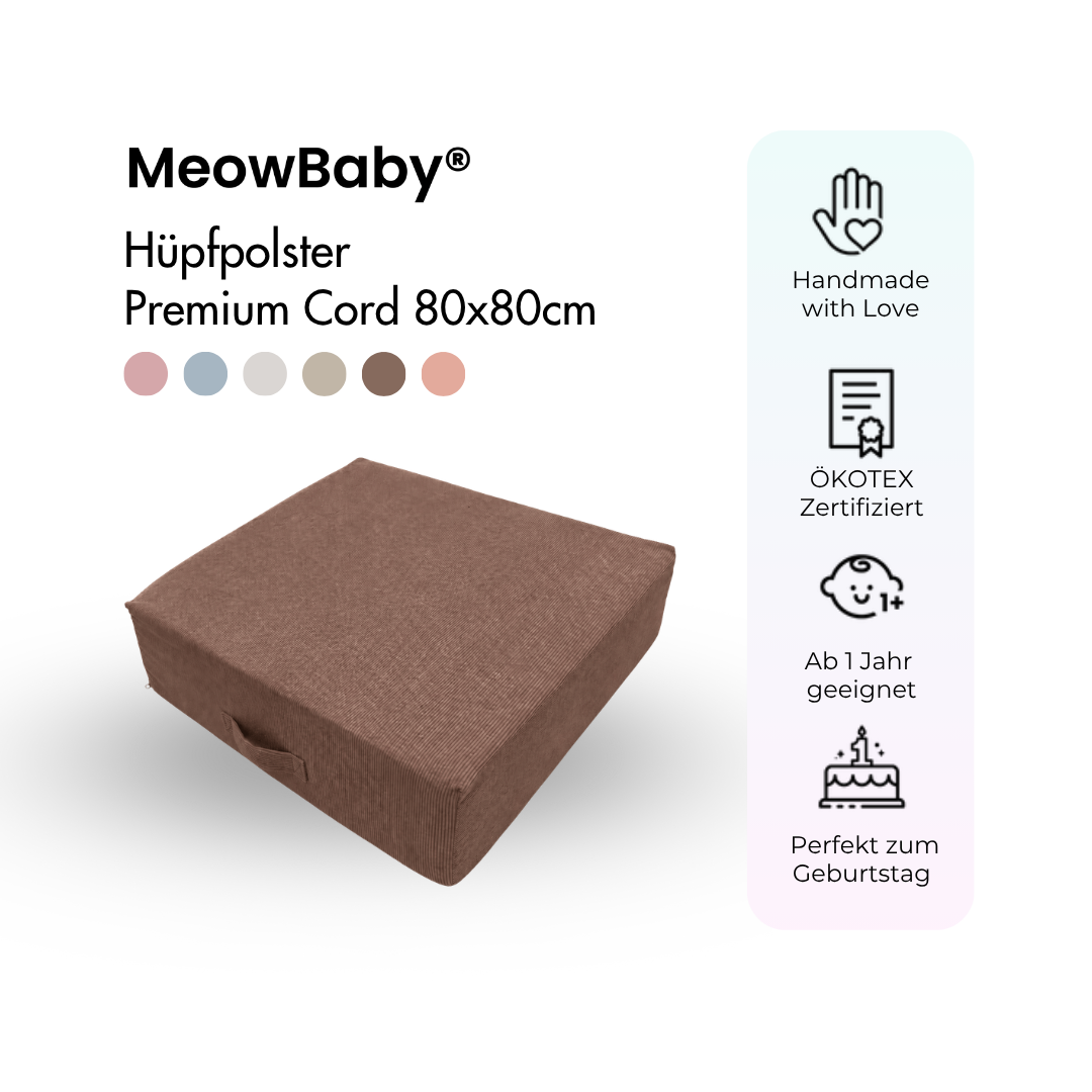 MeowBaby Hüpfpolster Premium Cord - 80x80cm