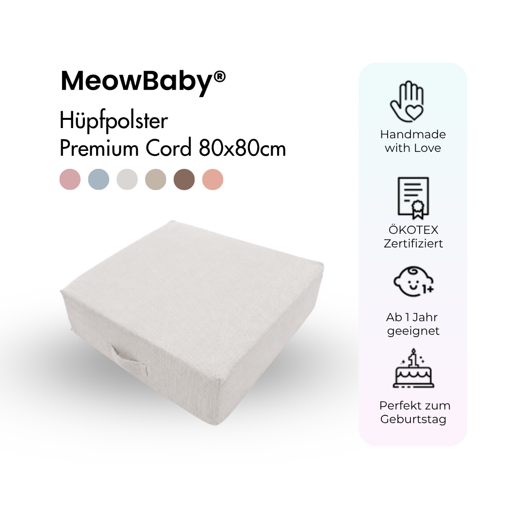 MeowBaby Hüpfpolster Premium Cord - 80x80cm