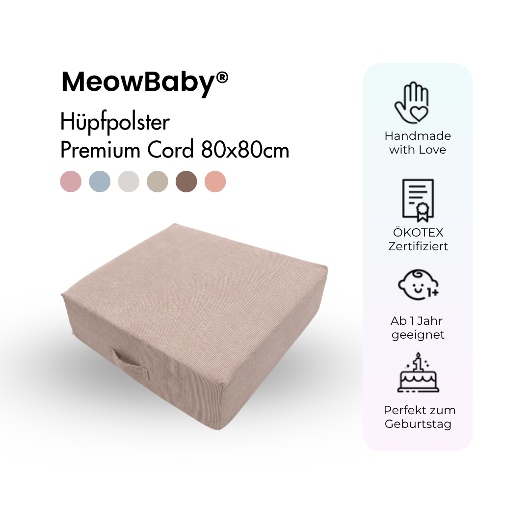 MeowBaby Hüpfpolster Premium Cord - 80x80cm