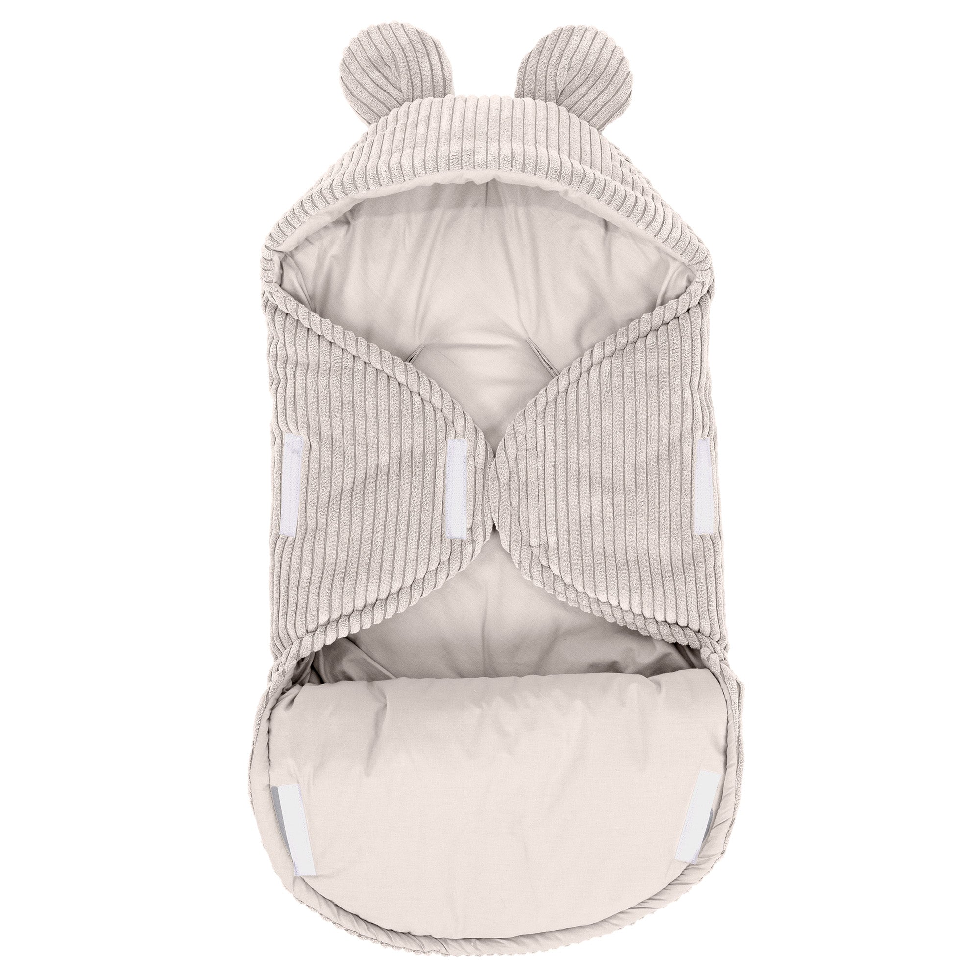 MeowBaby Einschlagdecke Cord mit Bärenohren – Ästhetik ecru/beige