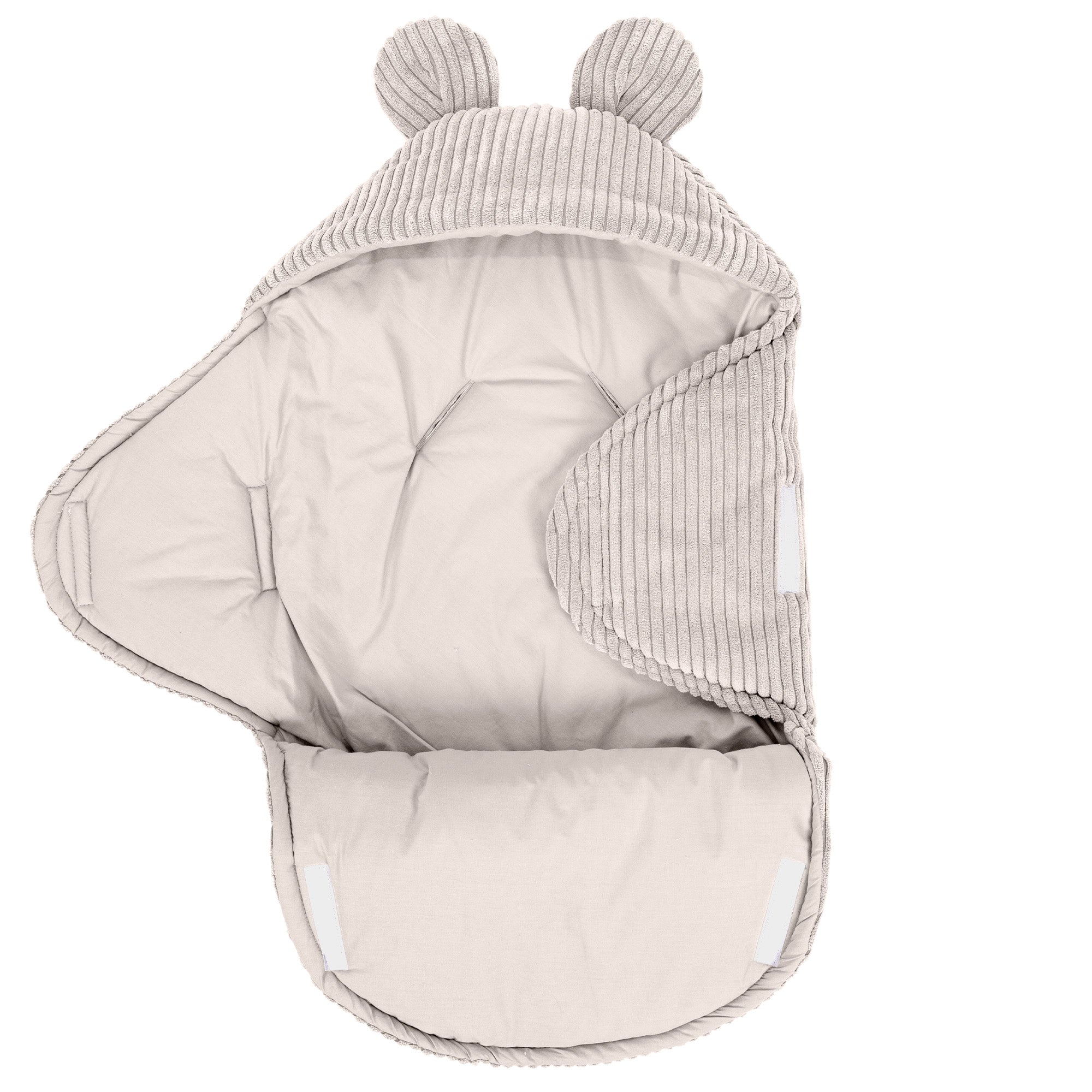 MeowBaby Einschlagdecke Cord mit Bärenohren – Ästhetik ecru/beige