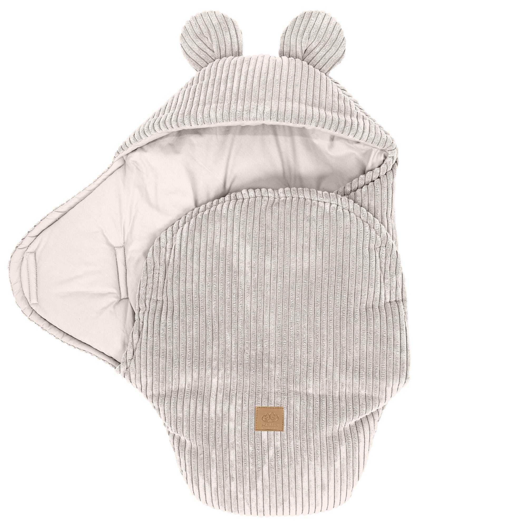 MeowBaby Einschlagdecke Cord mit Bärenohren – Ästhetik ecru/beige