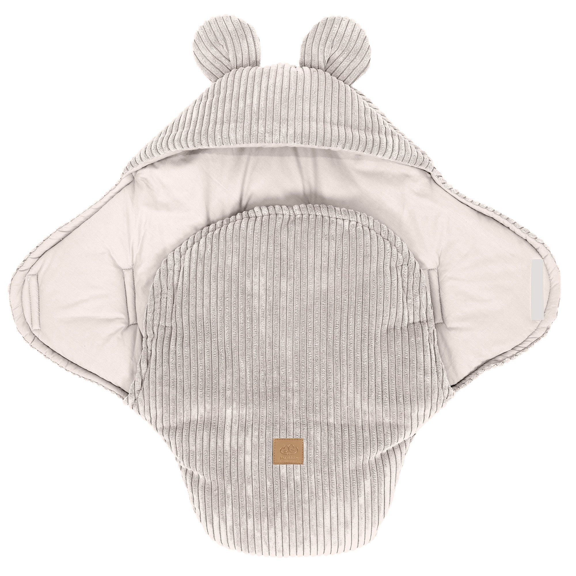 MeowBaby Einschlagdecke Cord mit Bärenohren – Ästhetik ecru/beige