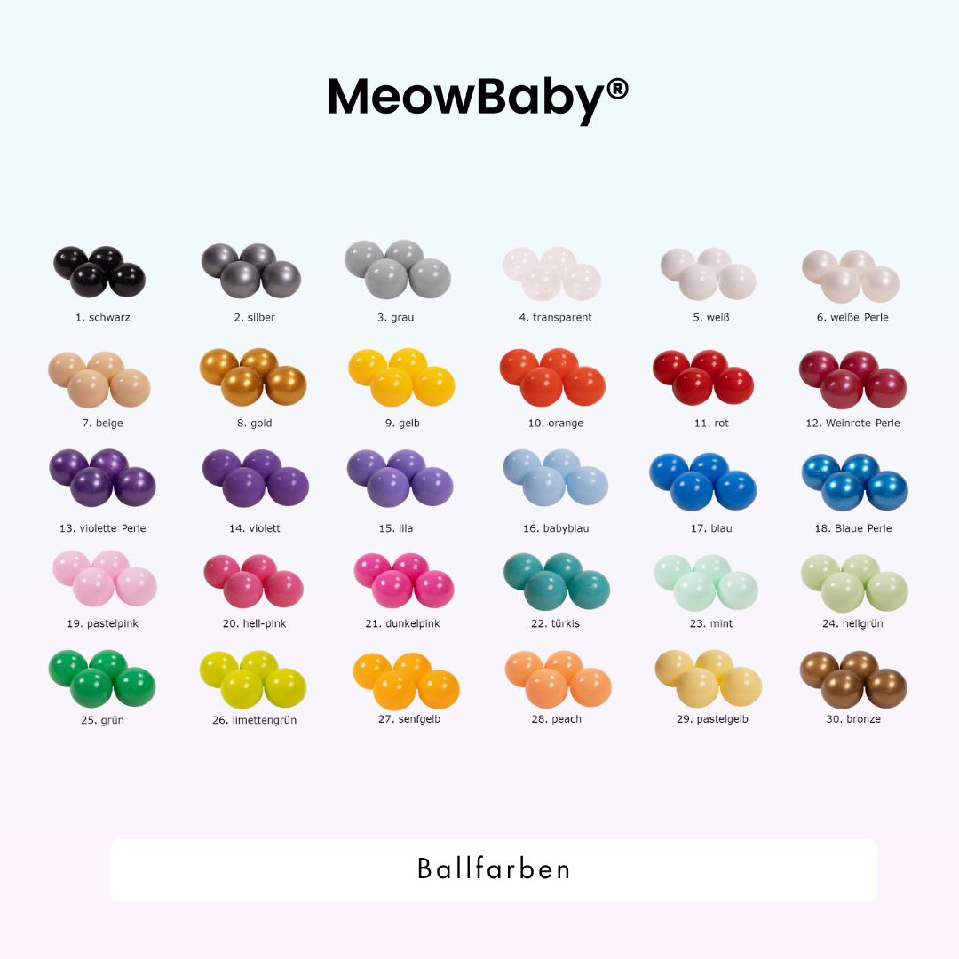 MeowBaby Schaumspielset Velvet mit Bällebad, 200 Bälle - eigene Farbauswahl