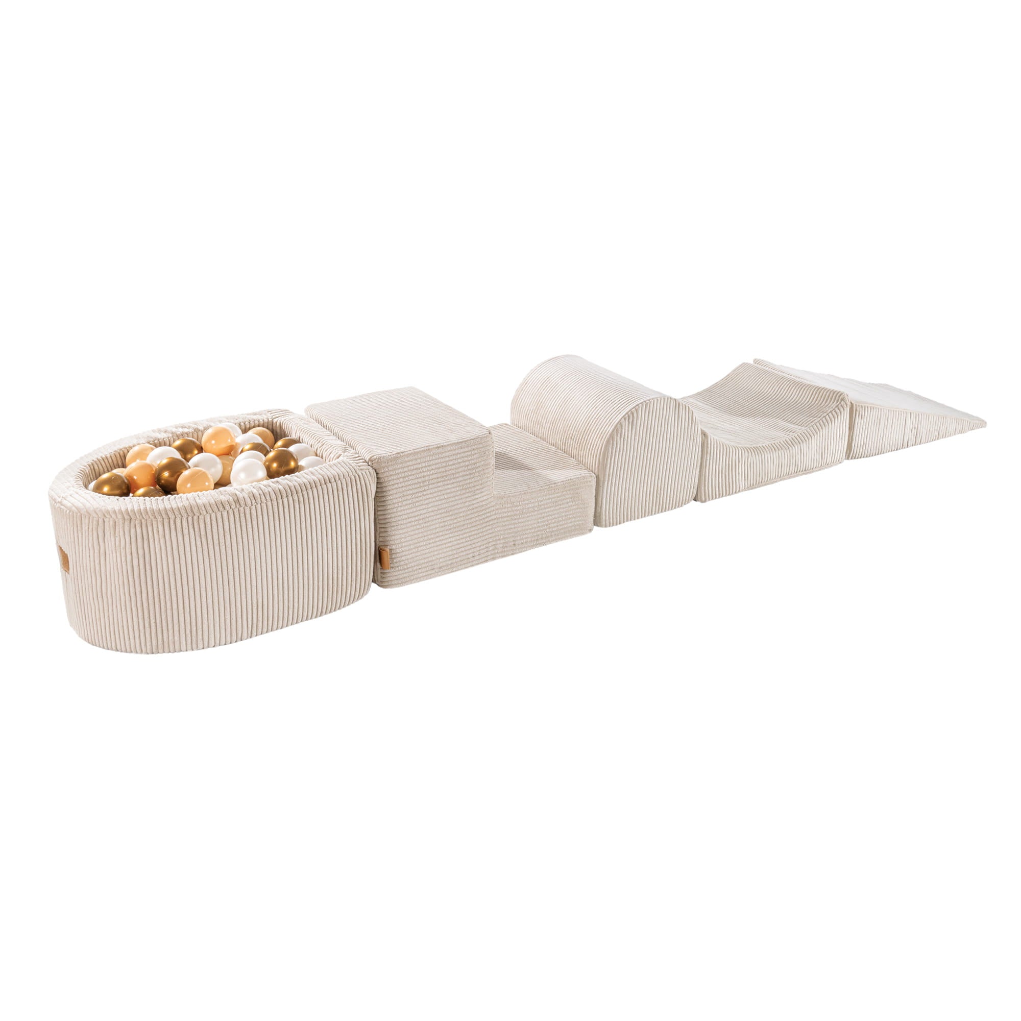 MeowBaby foam play set Aesthetic Cord ecru/beige with ball pit, 100 balls - custom color selection