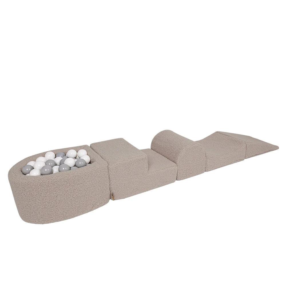 MeowBaby foam play set Bearly taupe with ball pit, 100 balls - custom color selection