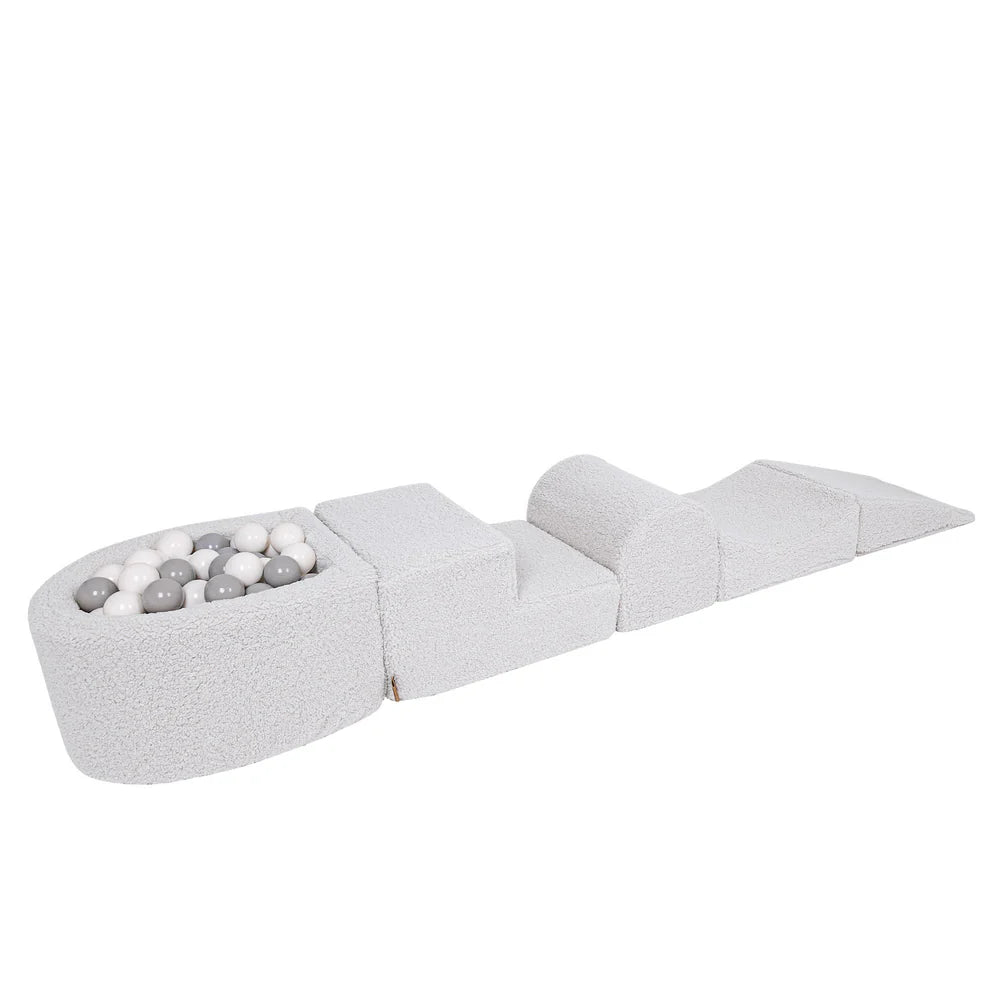 MeowBaby Schaumspielset Bearly creme/weiß mit Bällebad, 100 Bälle - eigene Farbauswahl