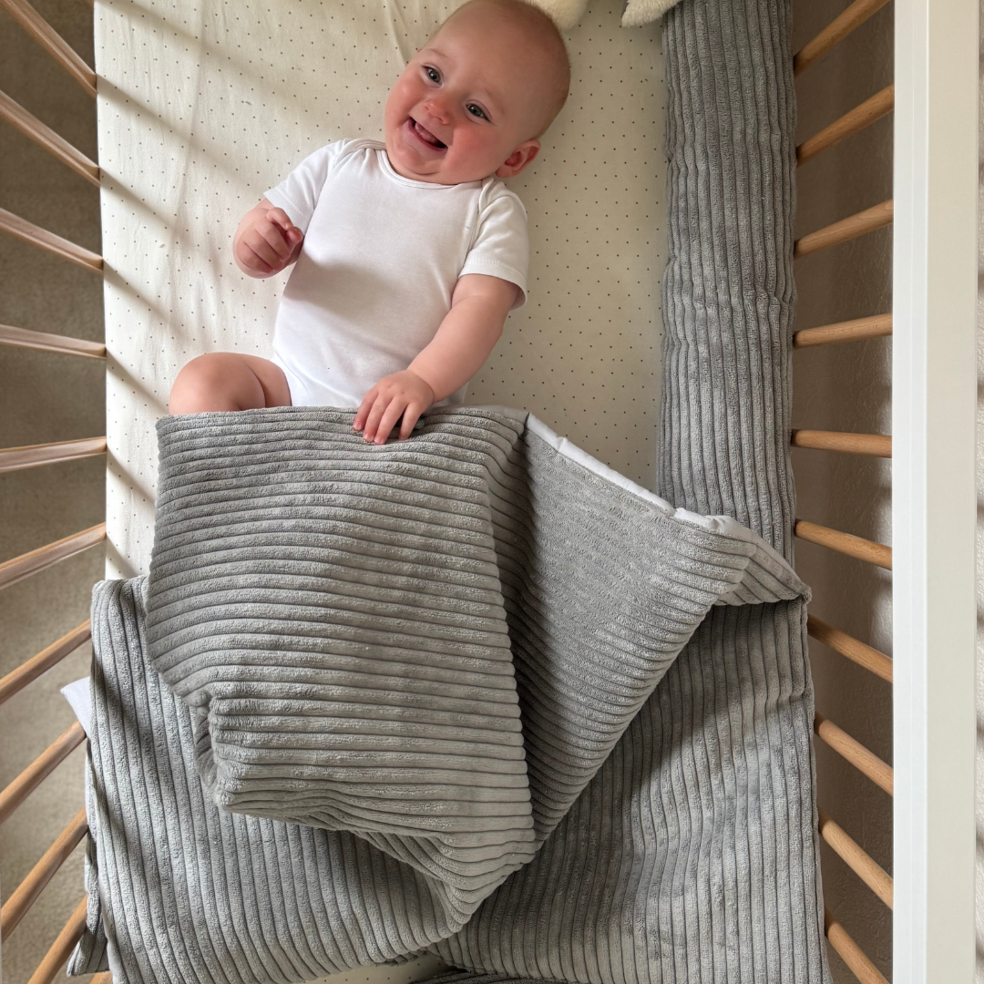 MeowBaby Babydecke Cord für Neugeborene - Ästhetik grau