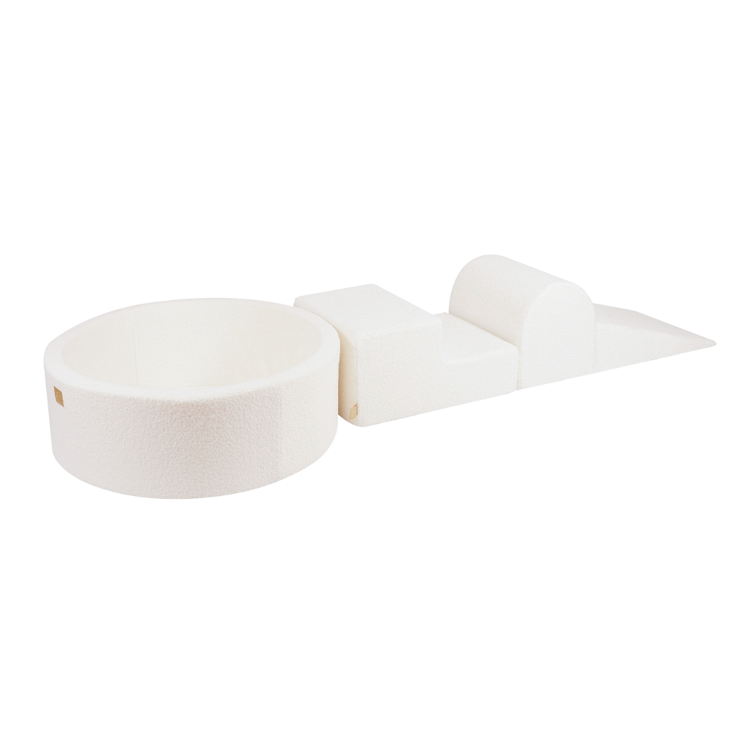 MeowBaby foam play set Bouclé cream/white with ball pit, 200 balls - custom color selection