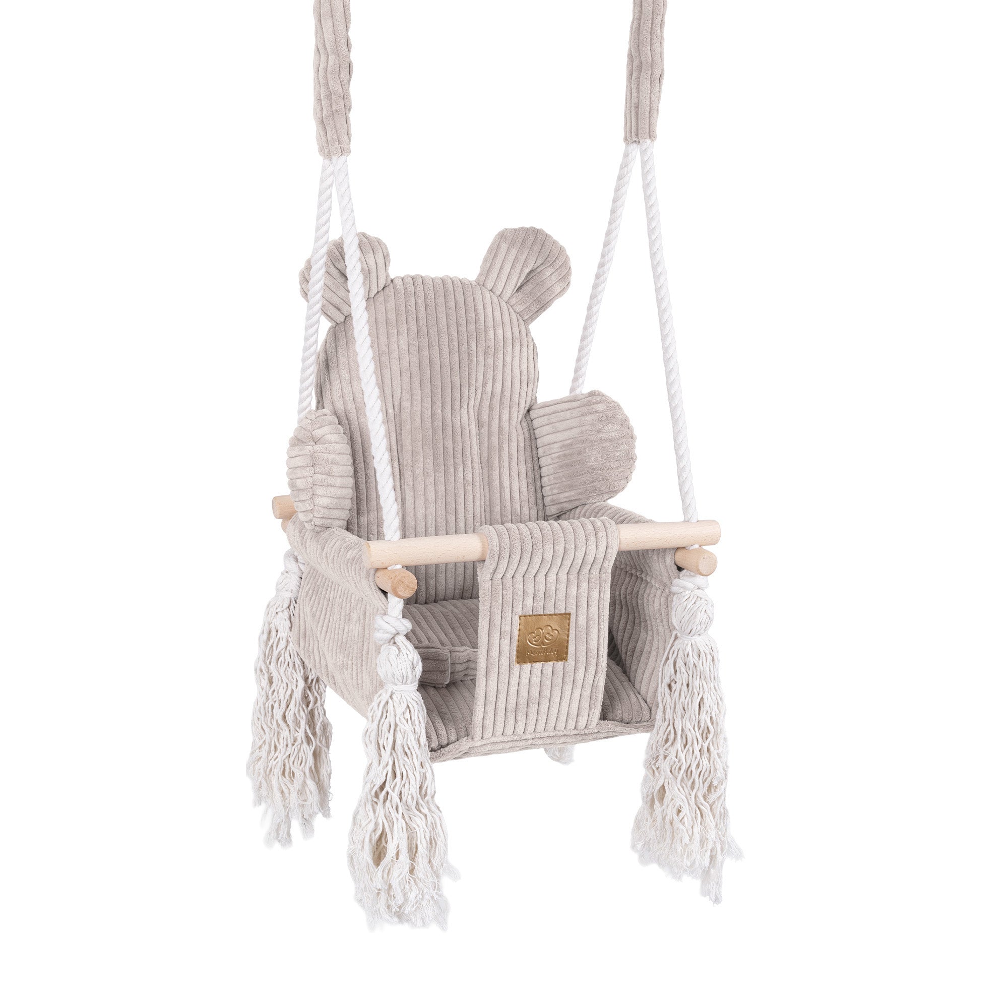 MeowBaby Babyschaukel Cord im Bärendesign - Ästhetik ecru/beige