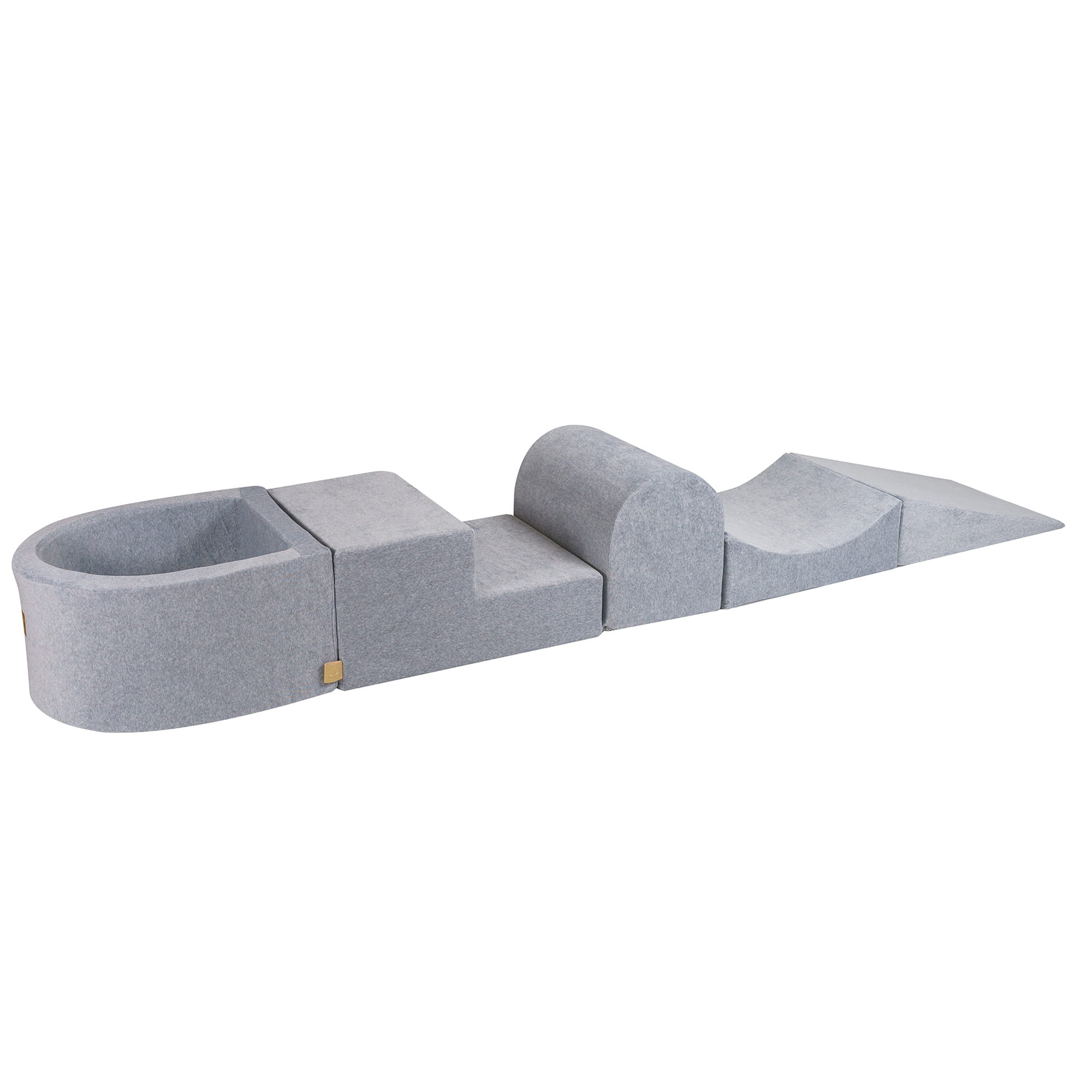 MeowBaby Schaumspielset Velvet hellgrau mit Bällebad, 100 Bälle - eigene Farbauswahl