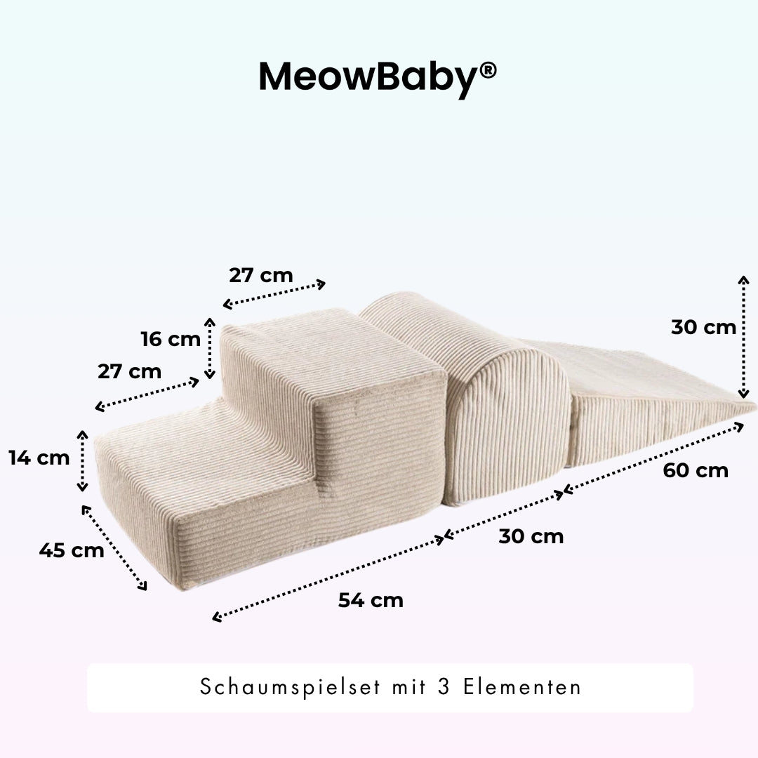 MeowBaby Schaumspielset Ästhetik Cord mit Bällebad, 200 Bälle - eigene Farbauswahl