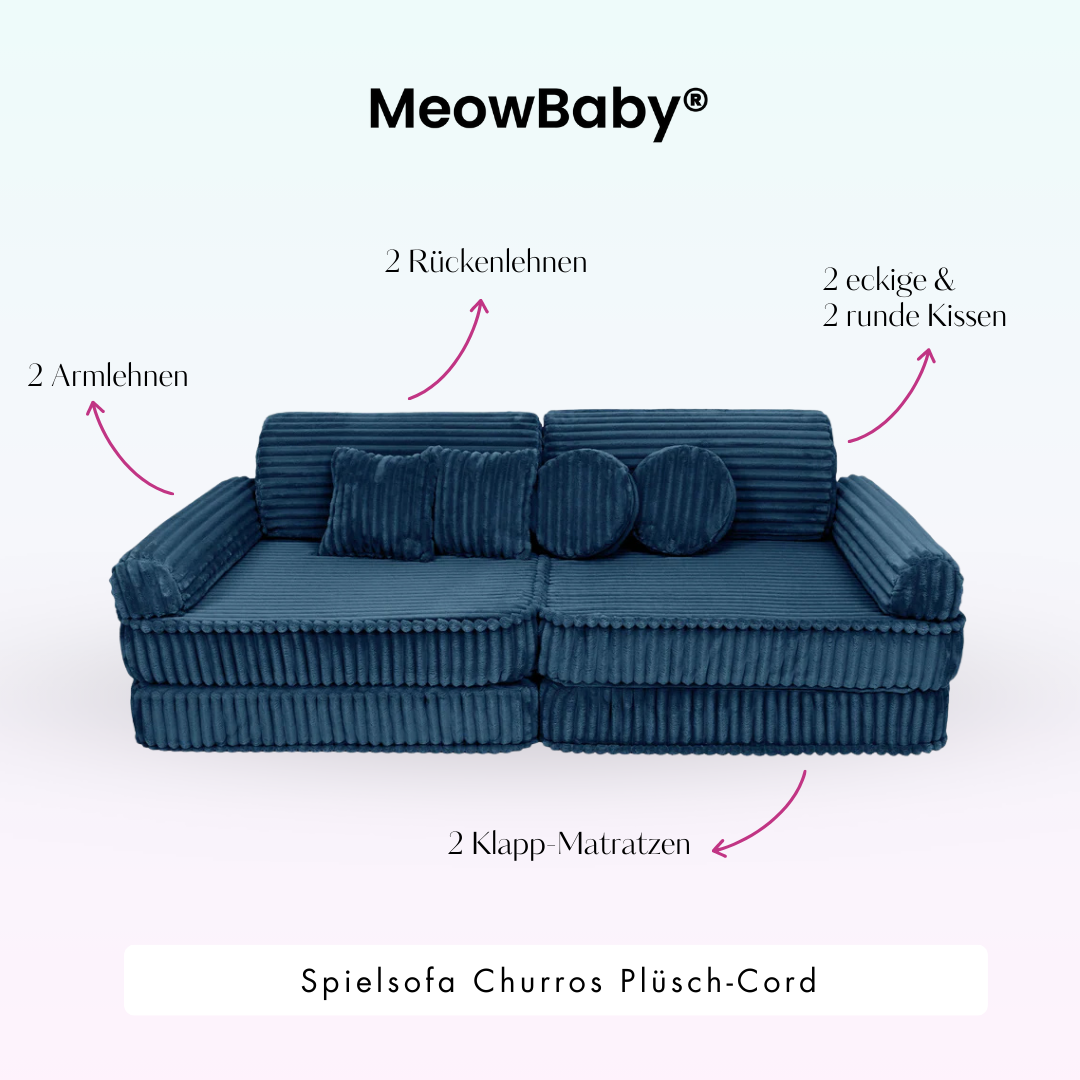 MeowBaby Spielsofa Churros - Plüschcord Edition