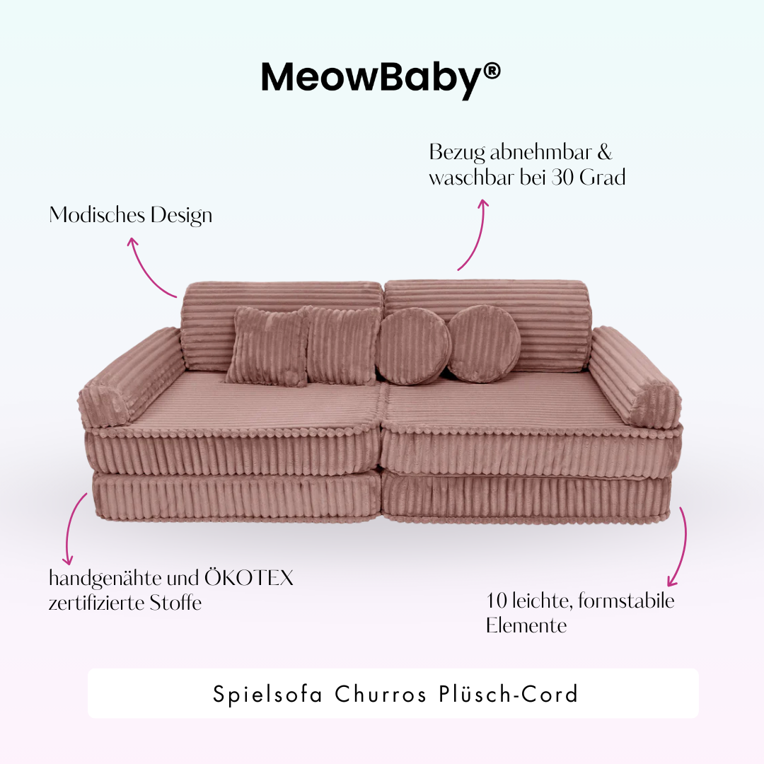 MeowBaby Spielsofa Churros Plüsch-Cord