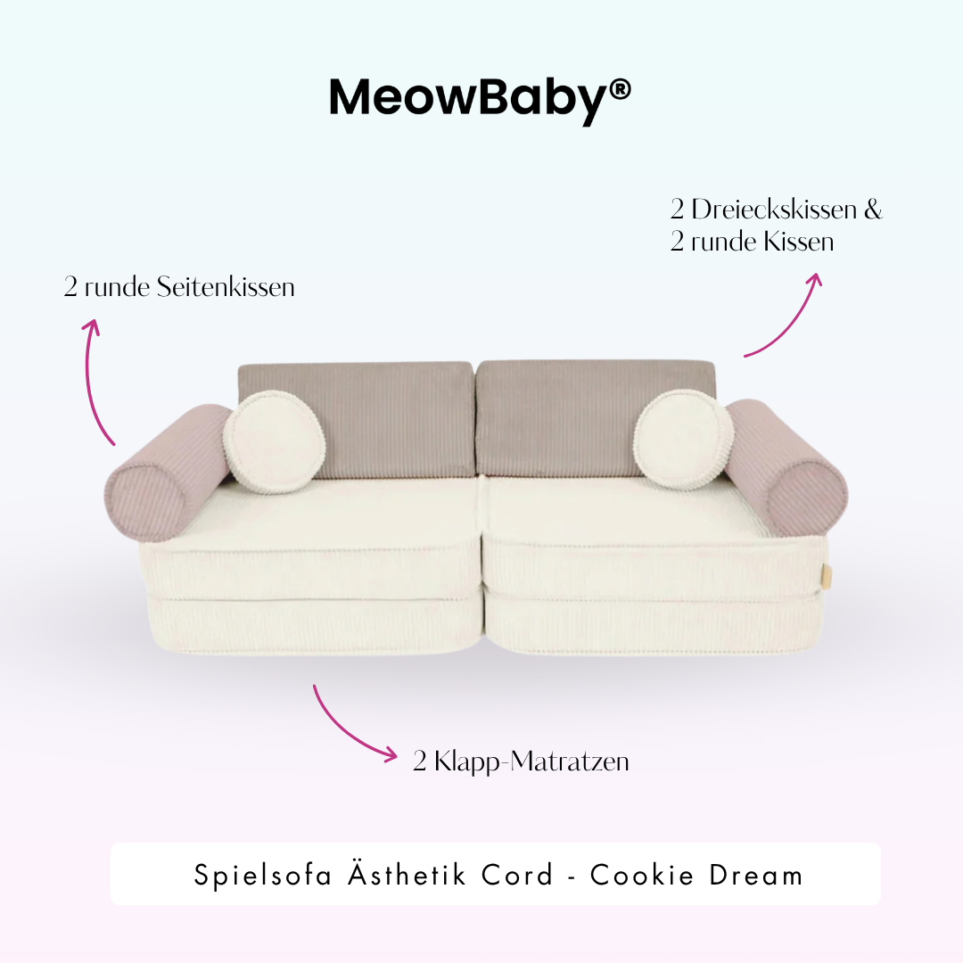 MeowBaby Spielsofa Ästhetik Cord - Cookie Dream