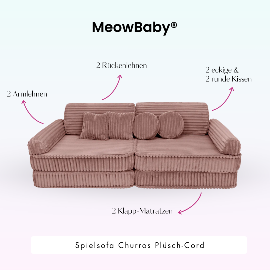 MeowBaby Spielsofa Churros Plüsch-Cord