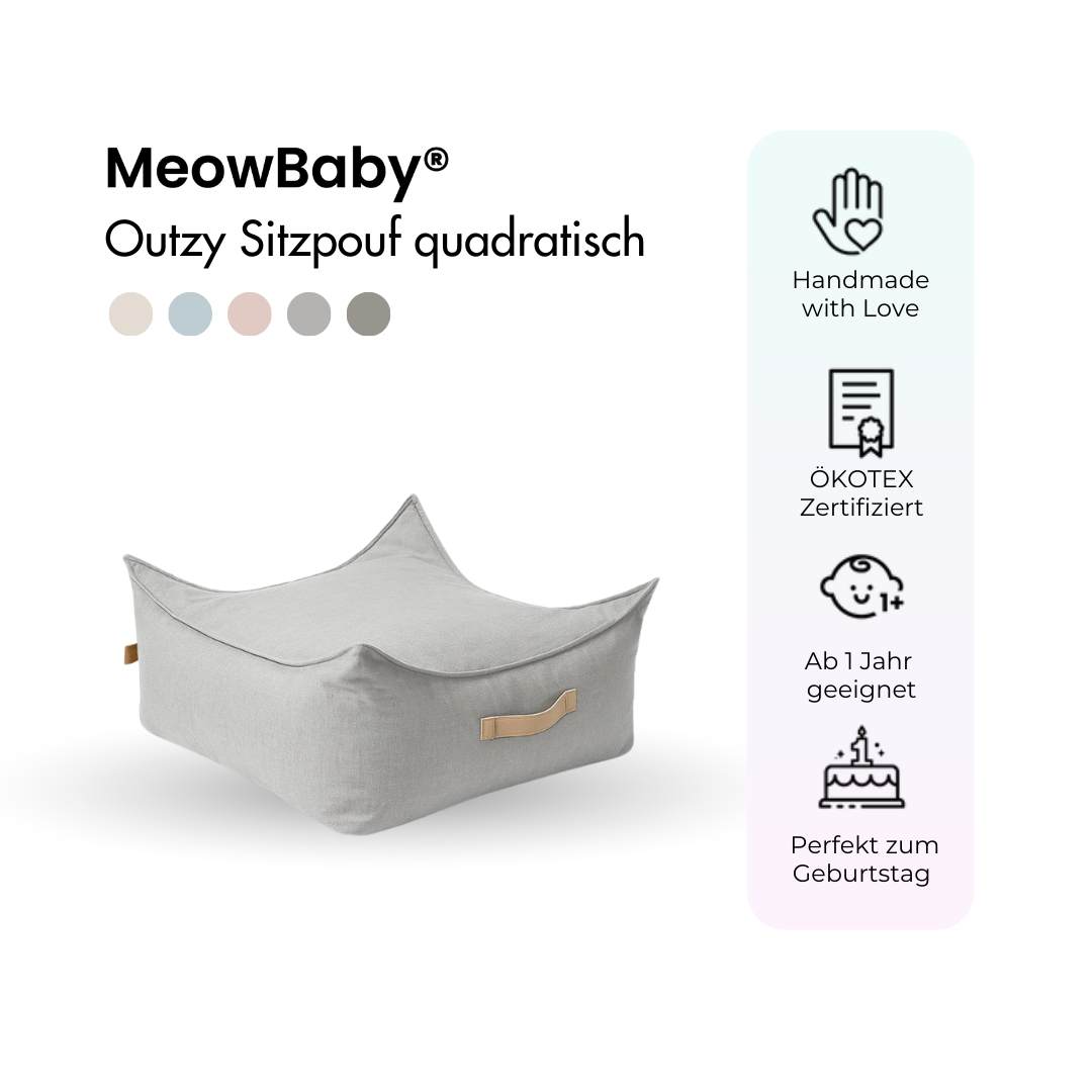 MeowBaby Outzy Sitzpouf für Kinder quadratisch - Outdoor Living Edition