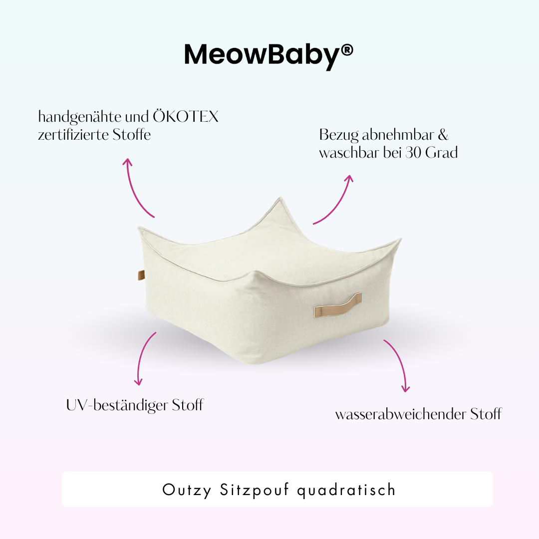MeowBaby Outzy Sitzpouf für Kinder quadratisch - Outdoor Living Edition