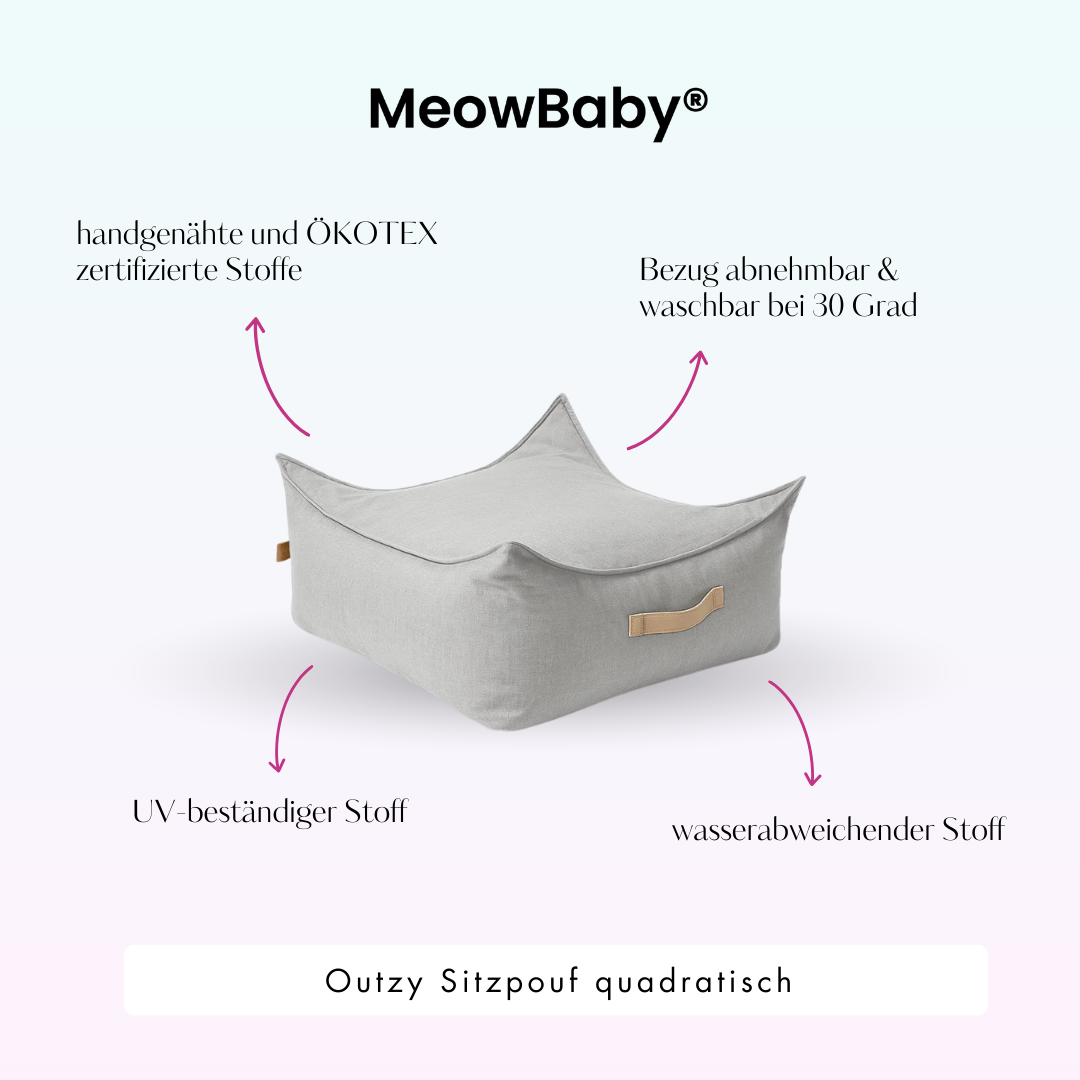 MeowBaby Outzy Sitzpouf für Kinder quadratisch - Outdoor Living Edition