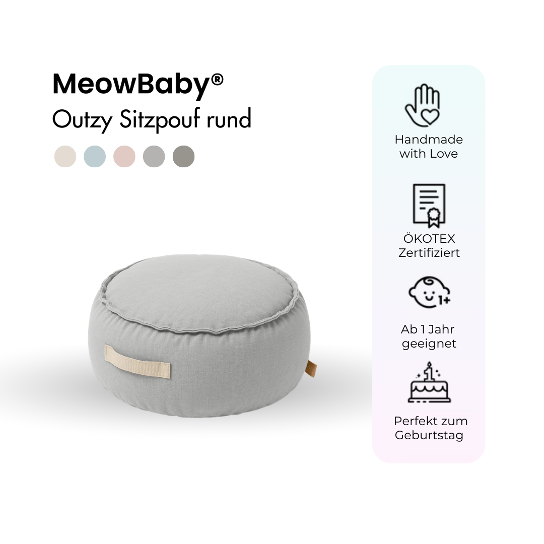 MeowBaby Outzy Sitzpouf für Kinder rund - Outdoor Living Edition