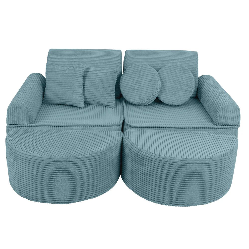 MeowBaby Play Sofa Mini Max Aesthetic Corduroy - turquoise