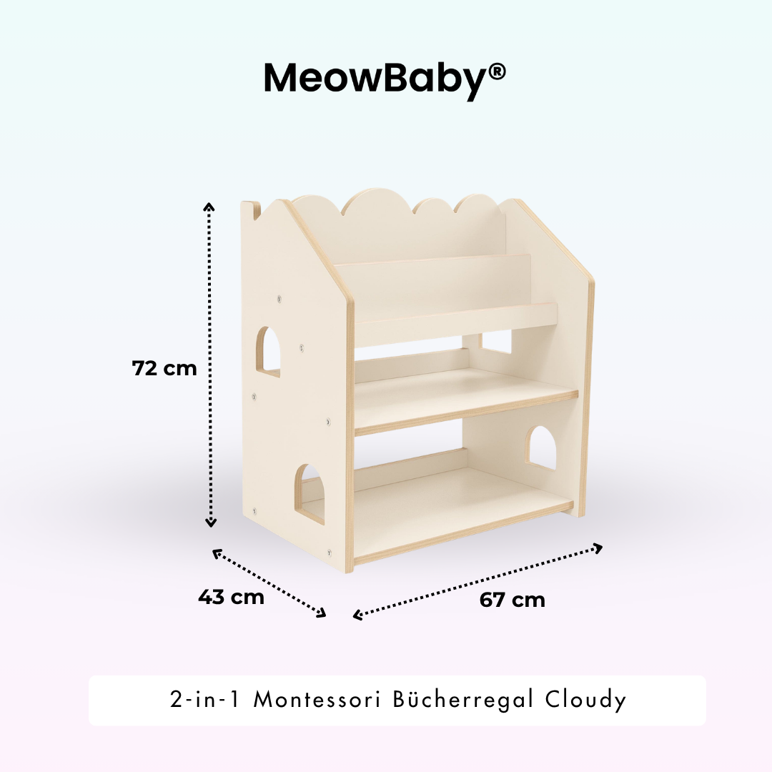 MeowBaby 2-in-1 Montessori-Bücherregal Cloudy