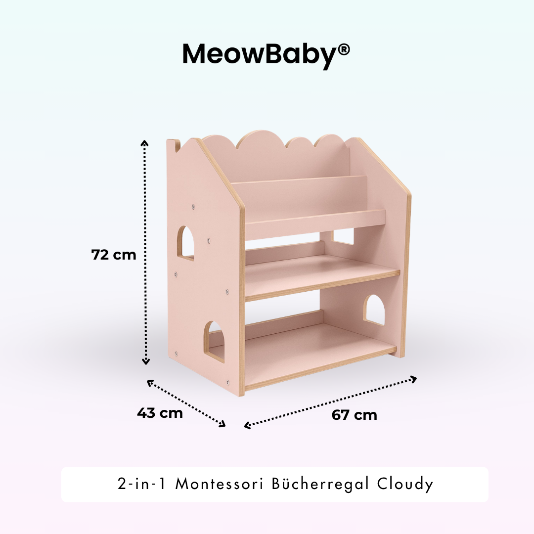 MeowBaby 2-in-1 Montessori-Bücherregal Cloudy