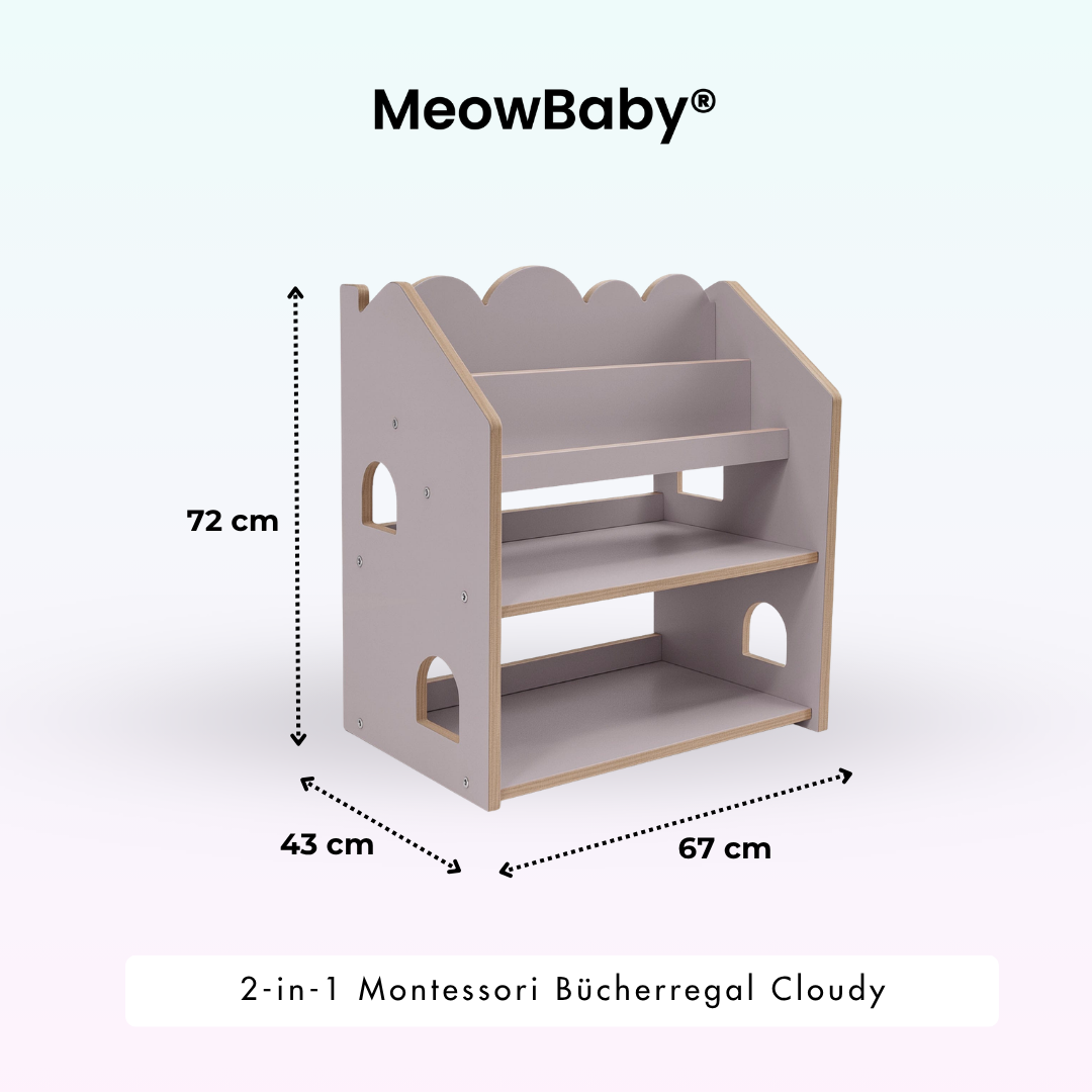 MeowBaby 2-in-1 Montessori-Bücherregal Cloudy