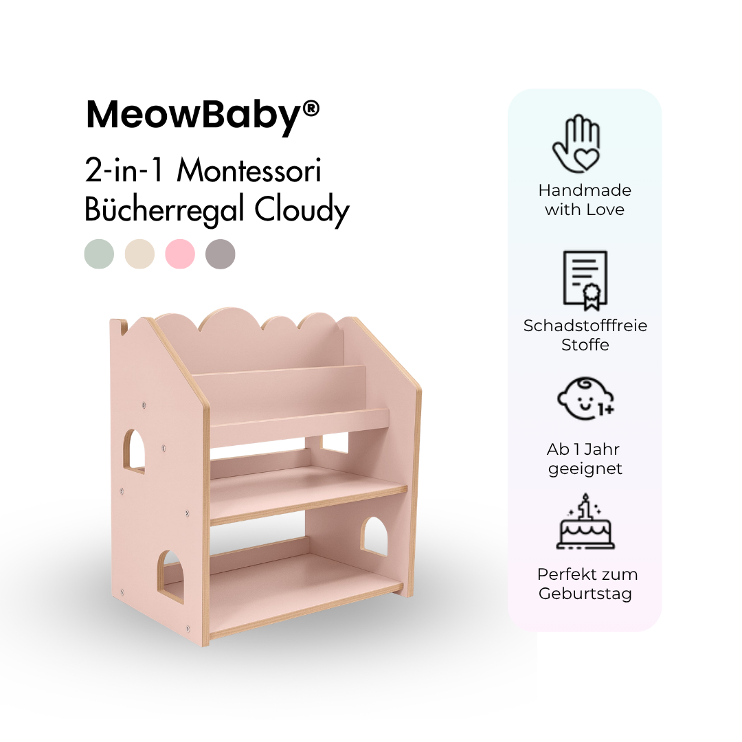 MeowBaby 2-in-1 Montessori-Bücherregal Cloudy