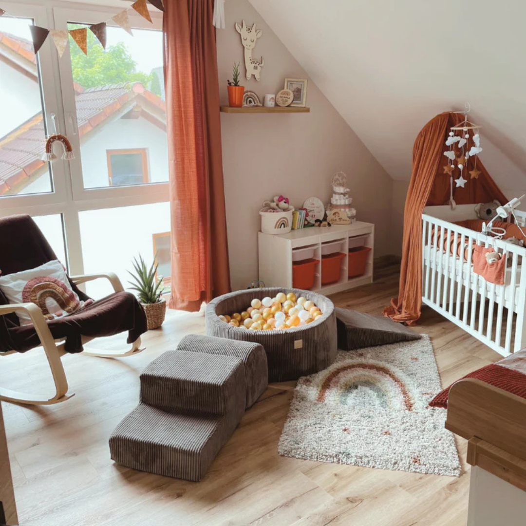 MeowBaby Schaumspielset Ästhetik Cord mit Bällebad, 200 Bälle - eigene Farbauswahl