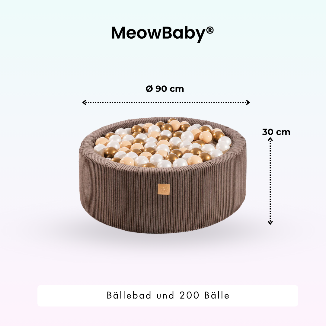 MeowBaby Schaumspielset Ästhetik Cord mit Bällebad, 200 Bälle - eigene Farbauswahl