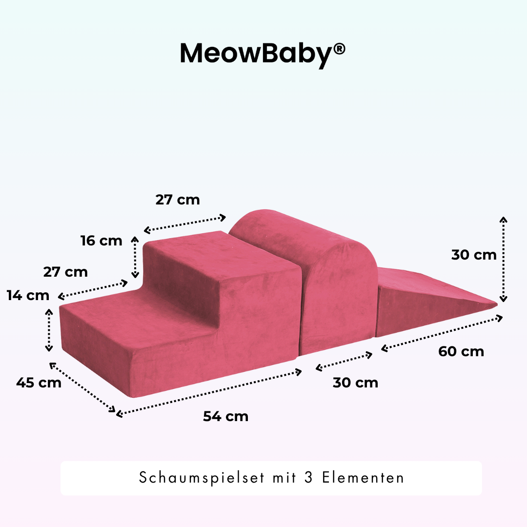 MeowBaby Schaumspielset Velvet mit Bällebad, 200 Bälle - eigene Farbauswahl