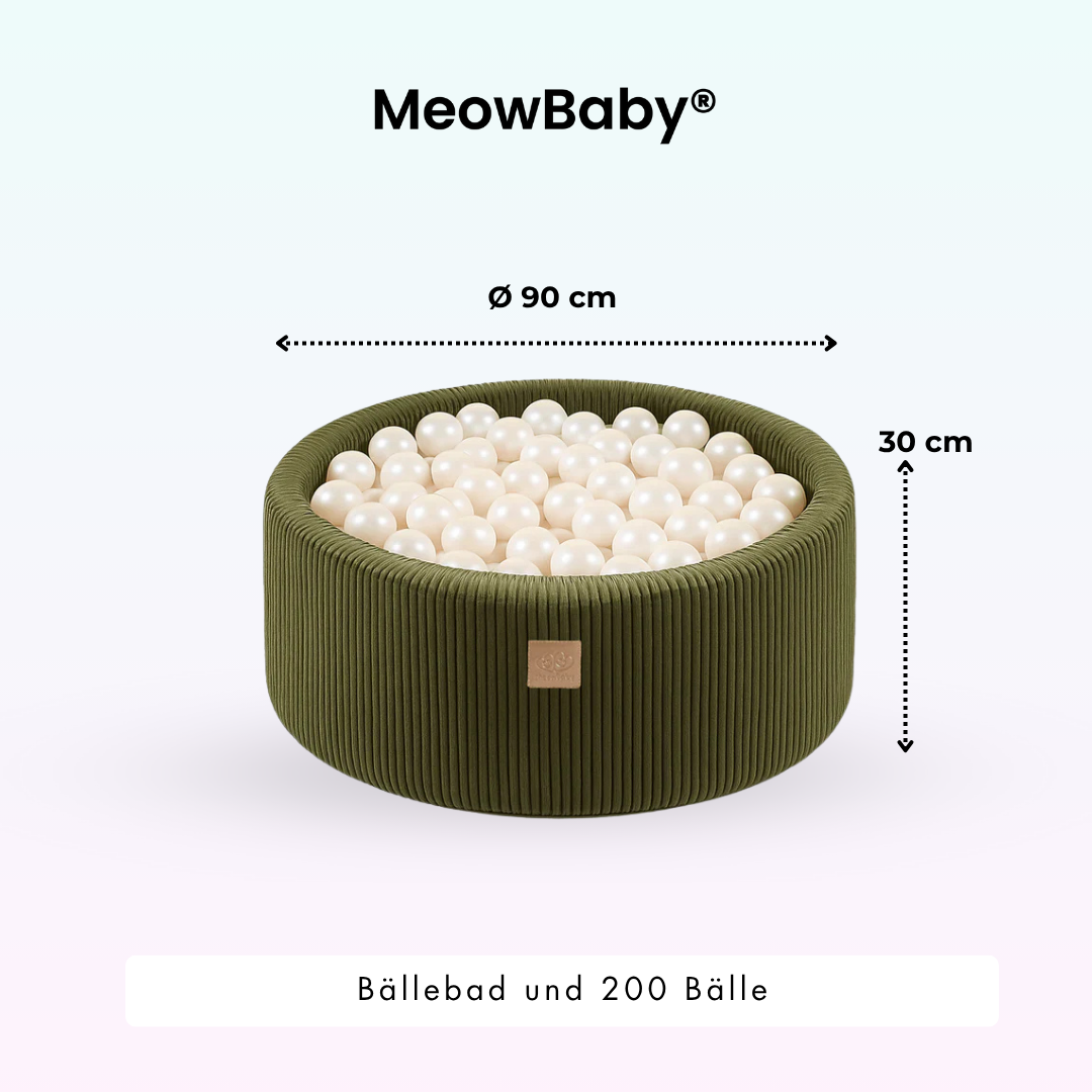 MeowBaby Schaumspielset Ästhetik Cord mit Bällebad, 200 Bälle - eigene Farbauswahl