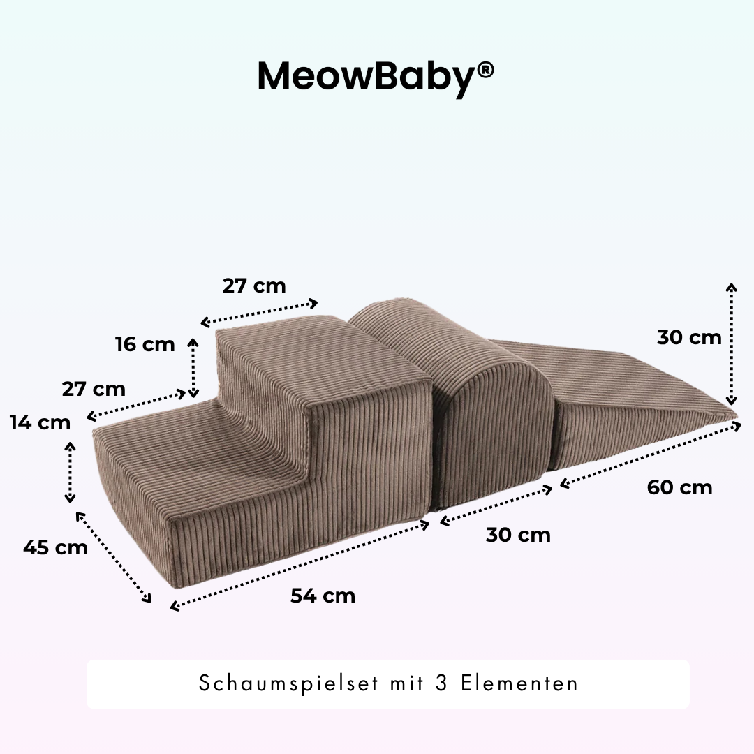 MeowBaby Schaumspielset Ästhetik Cord mit Bällebad, 200 Bälle - eigene Farbauswahl