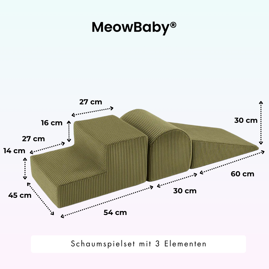 MeowBaby Schaumspielset Ästhetik Cord mit Bällebad, 200 Bälle - eigene Farbauswahl