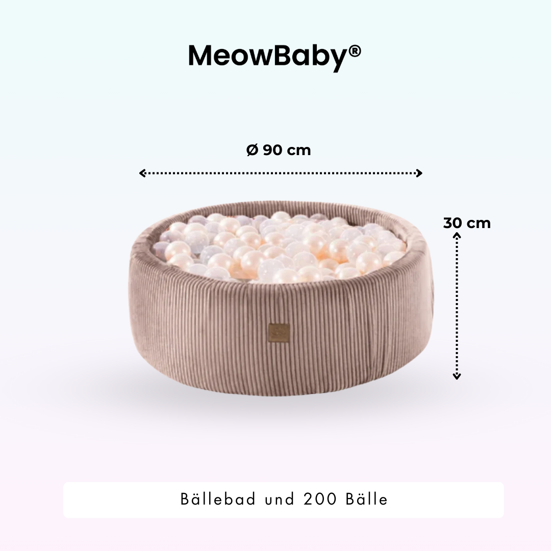 MeowBaby foam play set Aesthetic Cord ecru/beige with ball pit, 200 balls - custom color selection