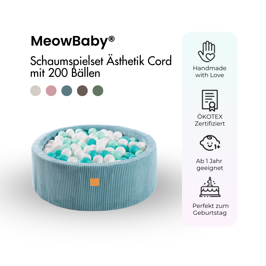 MeowBaby Ball Pit Aesthetic Cord ecru 90x30 cm, 200 balls - custom color selection