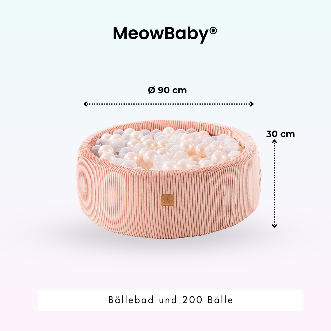 MeowBaby Schaumspielset Ästhetik Cord mit Bällebad, 200 Bälle - eigene Farbauswahl